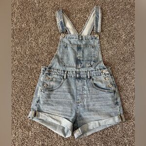 Free People Light Blue Denim Overalls